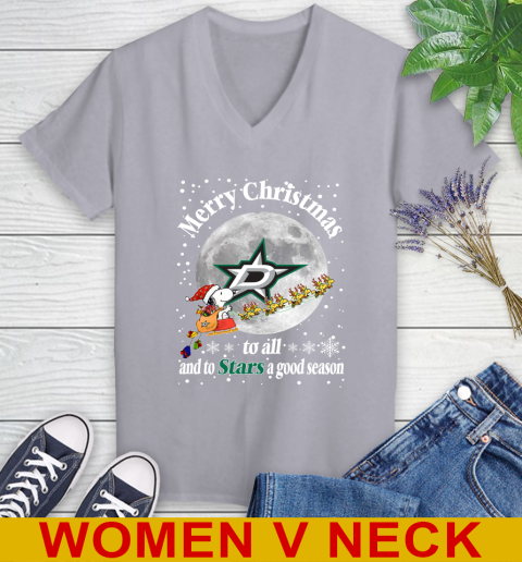 Dallas Stars Merry Christmas To All And To Stars A Good Season NHL Hockey Sports Women's V-Neck T-Shirt 4