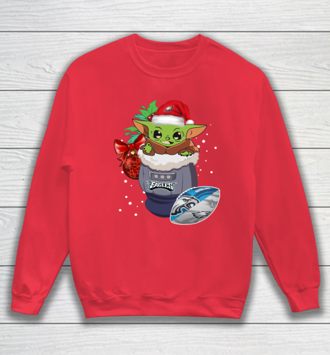 Philadelphia Eagles Christmas Baby Yoda Star Wars Funny Happy NFL Sweatshirt 8
