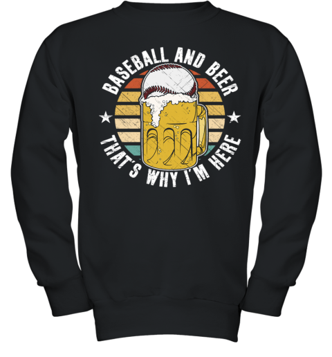 Baseball And Beer That's Why I'm Here Youth Sweatshirt