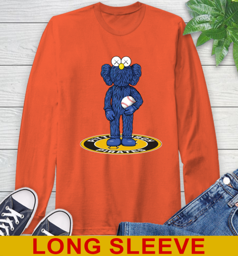 MLB Baseball Pittsburgh Pirates Kaws Bff Blue Figure Shirt Long Sleeve T-Shirt 5