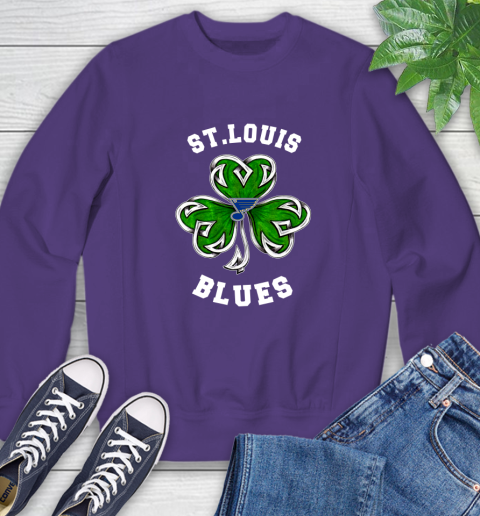 NHL St.Louis Blues Three Leaf Clover St Patrick's Day Hockey Sports Sweatshirt 4