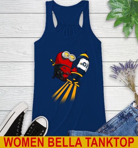 NBA Basketball Utah Jazz Deadpool Minion Marvel Shirt Racerback Tank 7