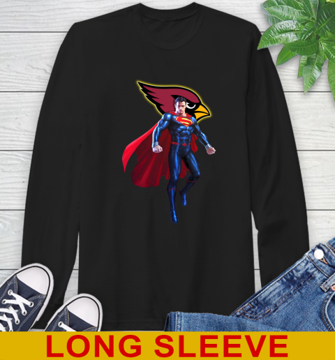 NFL Superman DC Sports Football Arizona Cardinals Long Sleeve T-Shirt 2