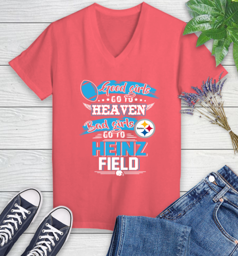 Pittsburgh Steelers NFL Bad Girls Go To Heinz Field Shirt Women's V-Neck T-Shirt 6