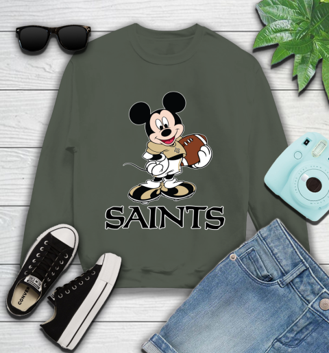 NFL Football New Orleans Saints Cheerful Mickey Mouse Shirt Youth Sweatshirt 9