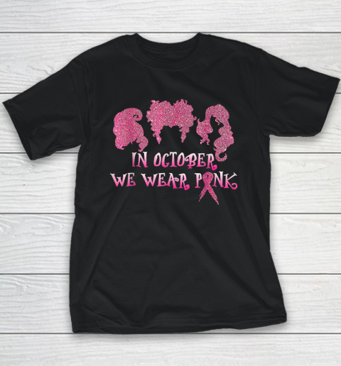 Halloween Hocus In October We Wear Pink Breast Cancer PoCus Youth T-Shirt