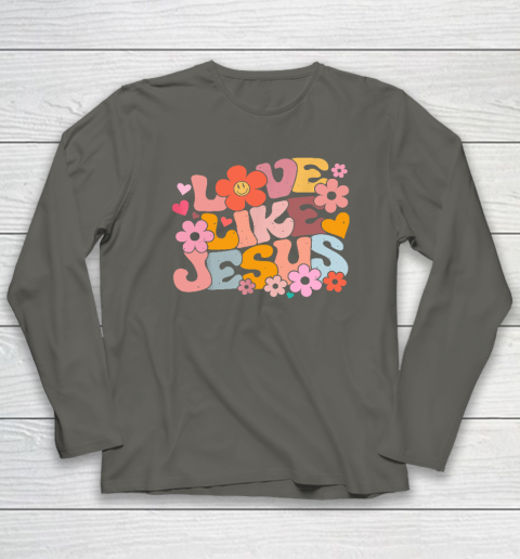 Love Like Jesus Christian Bible Verse Trendy Floral Heart Long Sleeve T-Shirt 4