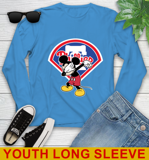 Philadelphia Phillies MLB Baseball Dabbing Mickey Disney Sports Youth Long Sleeve 8