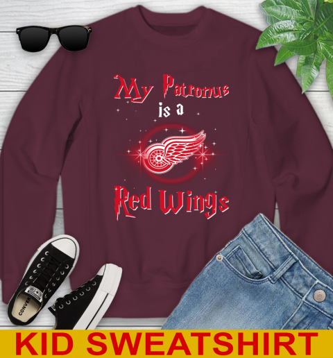 NHL Hockey Harry Potter My Patronus Is A Detroit Red Wings Youth Sweatshirt 4
