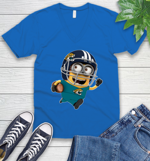 NFL Jacksonville Jaguars Minions Disney Football Sports V-Neck T-Shirt 6