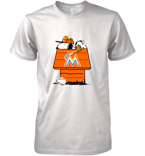 Miami Marlins Snoopy And Woodstock Resting Together MLB Premium Men's T-Shirt
