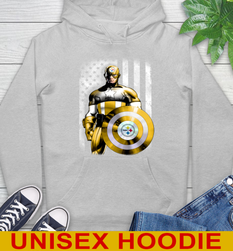 Pittsburgh Steelers NFL Football Captain America Marvel Avengers American Flag Shirt Hoodie 6
