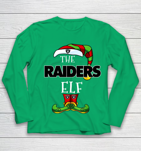 Oakland Raiders Christmas ELF Funny NFL Youth Long Sleeve 4