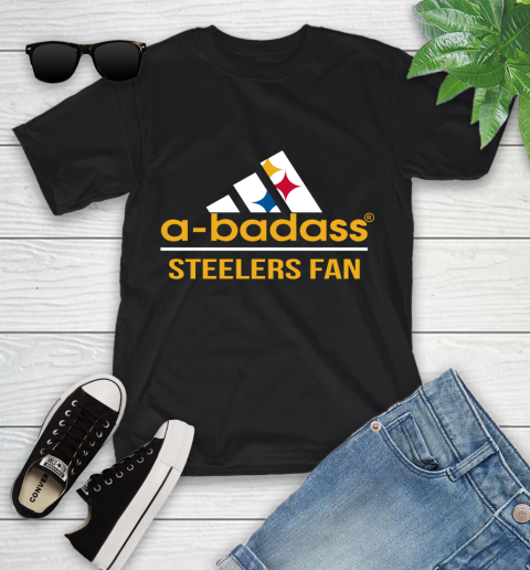 NFL A Badass Pittsburgh Steelers Fan Adidas Football Sports Youth T-Shirt