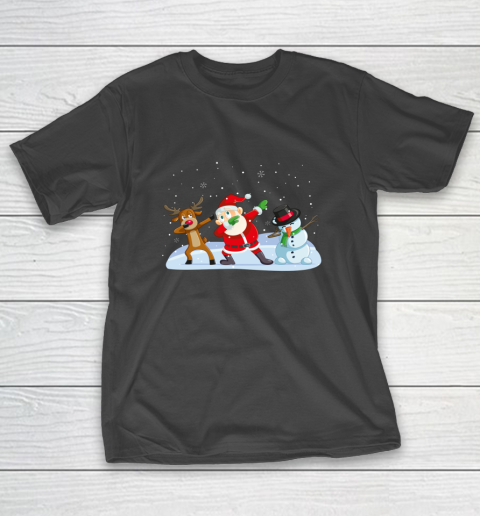 Santa Claus Reindeer Snowman Dabbing Xmas Christmas T-Shirt