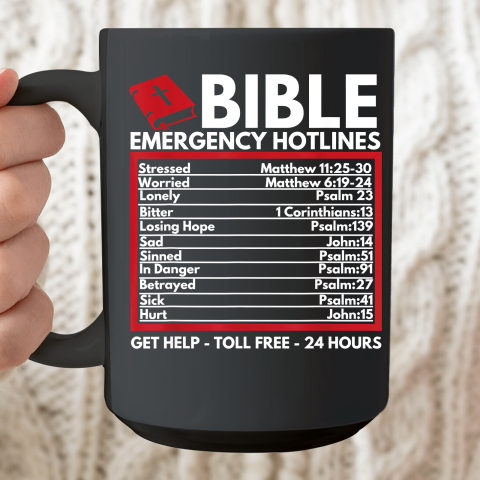 Bible Emergency Numbers  Funny Christian Bible Ceramic Mug 15oz