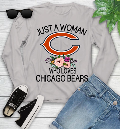 NFL Just A Woman Who Loves Chicago Bears Football Sports Youth Long Sleeve 9