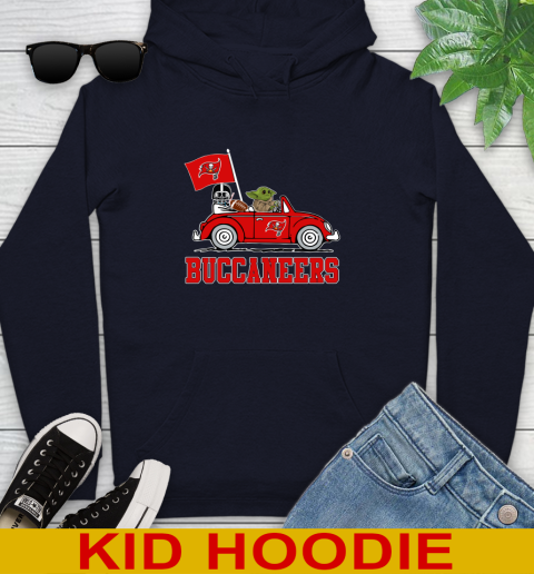 NFL Football Tampa Bay Buccaneers Darth Vader Baby Yoda Driving Star Wars Shirt Youth Hoodie 4