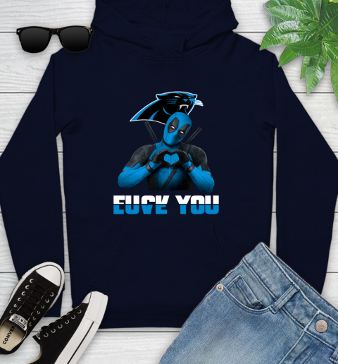 NHL Carolina Panthers Deadpool Love You Fuck You Football Sports Youth Hoodie 3