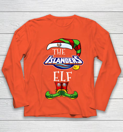 New York Islanders Christmas ELF Funny NHL Youth Long Sleeve 3
