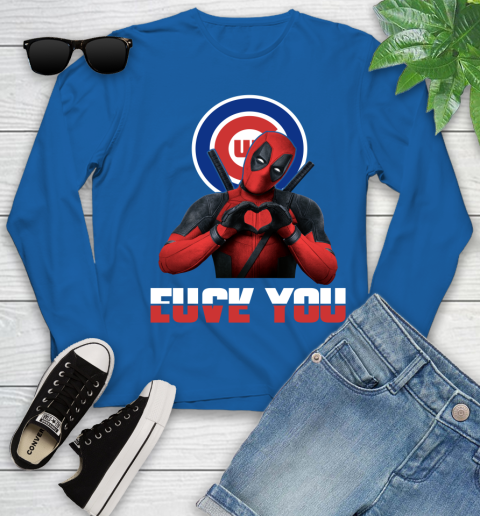 MLB Chicago Cubs Deadpool Love You Fuck You Baseball Sports Youth Long Sleeve 10