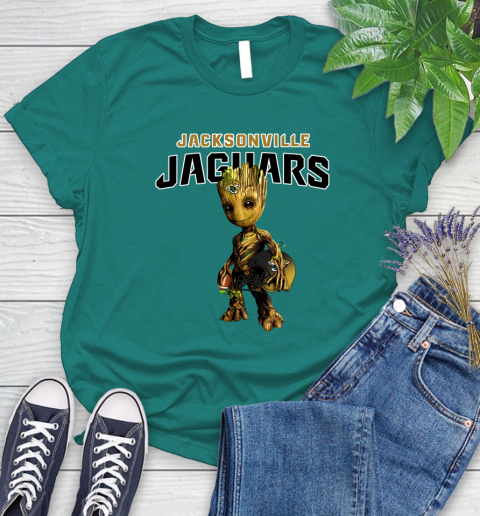 Jacksonville Jaguars NFL Football Groot Marvel Guardians Of The Galaxy Women's T-Shirt 12
