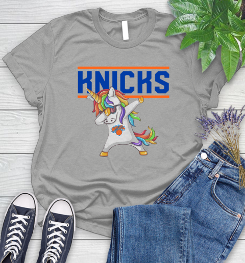 New York Knicks NBA Basketball Funny Unicorn Dabbing Sports Women's T-Shirt 10