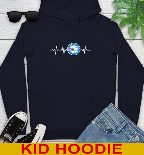Philadelphia 76ers NBA Basketball Heart Beat Shirt Youth Hoodie 3