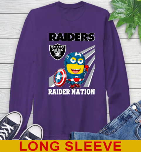 NFL Football Oakland Raiders Captain America Marvel Avengers Minion Shirt Long Sleeve T-Shirt 5