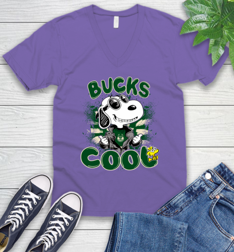 NBA Basketball Milwaukee Bucks Cool Snoopy Shirt V-Neck T-Shirt 9 NBA Basketball Milwaukee Bucks Cool Snoopy Shirt V-Neck T-Shirt - Image 9