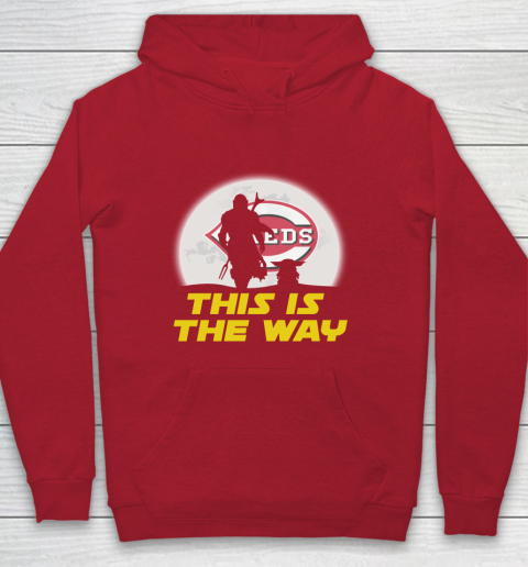 Cincinnati Reds MLB Baseball Star Wars Yoda And Mandalorian This Is The Way Youth Hoodie 7