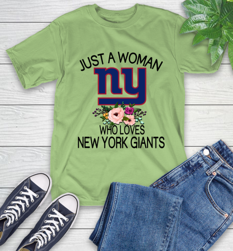 NFL Just A Woman Who Loves New York Giants Football Sports T-Shirt 9