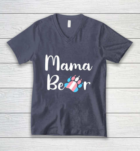 Mama Bear Transgender Mom T Shirt Trans Pride Gift V-Neck T-Shirt 7