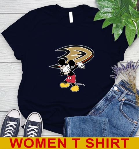 Anaheim Ducks NHL Hockey Dabbing Mickey Disney Sports Women's T-Shirt 3