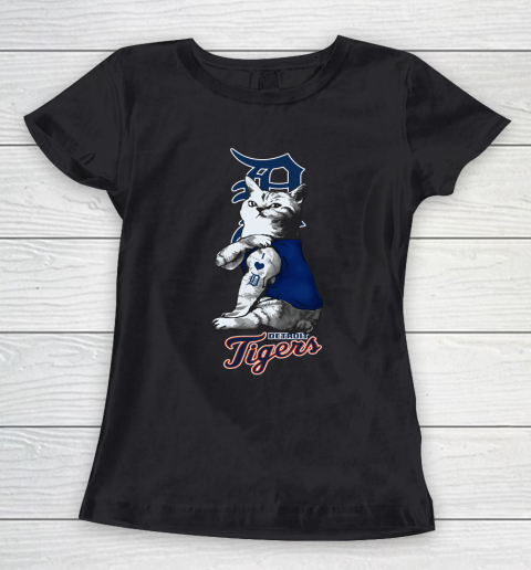 MLB Baseball My Cat Loves Detroit Tigers Women's T-Shirt