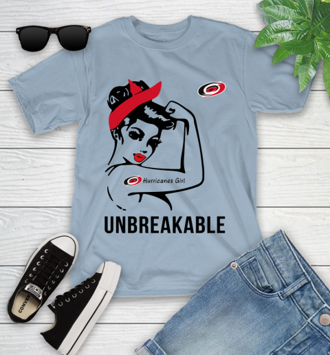 NHL Carolina Hurricanes Girl Unbreakable Hockey Sports Youth T-Shirt 6