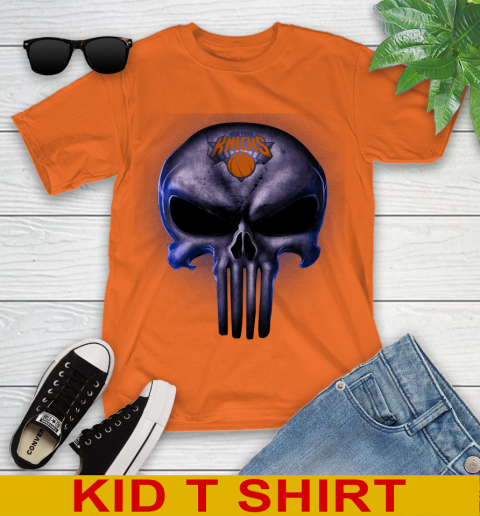New York Knicks NBA Basketball Punisher Skull Sports Youth T-Shirt 8