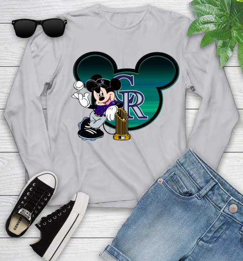 MLB Colorado Rockies The Commissioner's Trophy Mickey Mouse Disney Youth Long Sleeve 5
