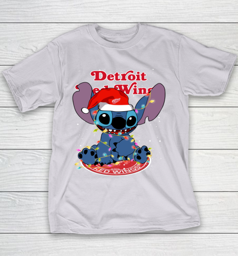 Detroit Red Wings NHL Hockey noel stitch Christmas Youth T-Shirt 2