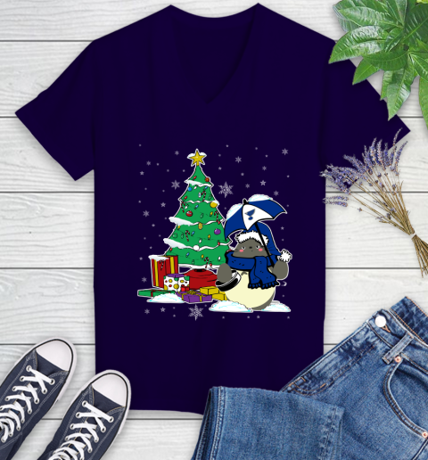 St.Louis Blues NHL Hockey Cute Tonari No Totoro Christmas Sports (1) Women's V-Neck T-Shirt 3