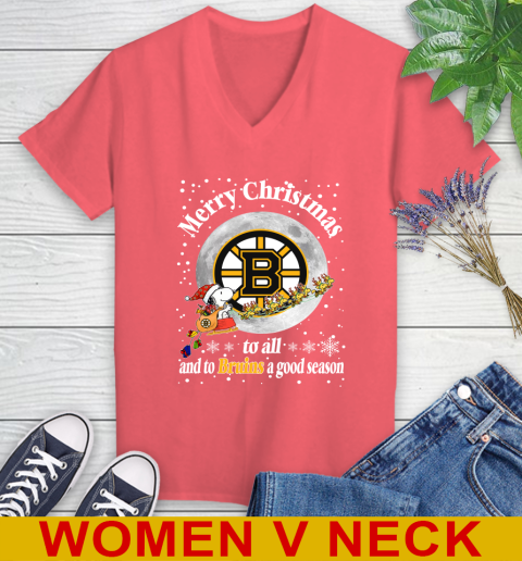 Boston Bruins Merry Christmas To All And To Bruins A Good Season NHL Hockey Sports Women's V-Neck T-Shirt 6