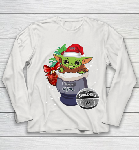 San Antonio Spurs Christmas Baby Yoda Star Wars Funny Happy NBA Youth Long Sleeve 11
