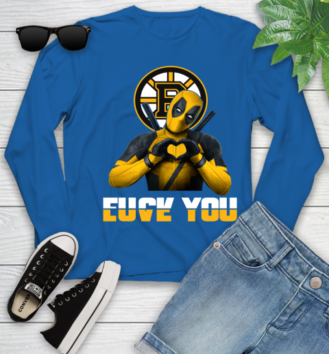 NHL Boston Bruins Deadpool Love You Fuck You Hockey Sports Youth Long Sleeve 10
