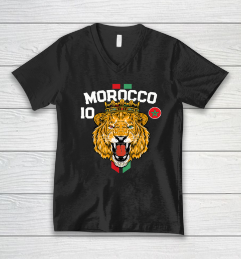 Morocco Lion Flag Sport Soccer Jersey Tee Football Proud V-Neck T-Shirt
