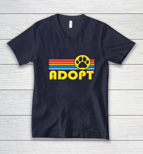 Rescue Animal Adoption Adopt Cat or Dog Vintage Retro Sunset V-Neck T-Shirt 2