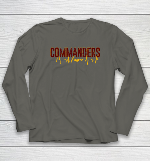Vintage Commanders' Heart Beat Distressed Sports Spirit Long Sleeve T-Shirt 4