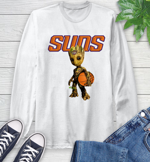 Phoenix Suns NBA Basketball Groot Marvel Guardians Of The Galaxy Long Sleeve T-Shirt
