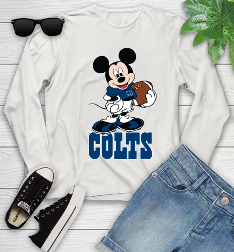 NFL Football Indianapolis Colts Cheerful Mickey Mouse Shirt Youth Long Sleeve 12