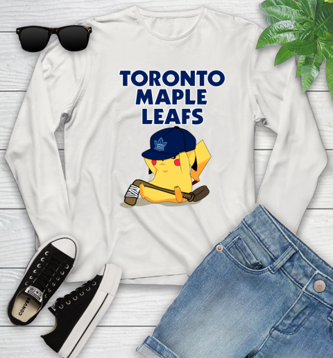 NHL Pikachu Hockey Sports Toronto Maple Leafs Youth Long Sleeve 12