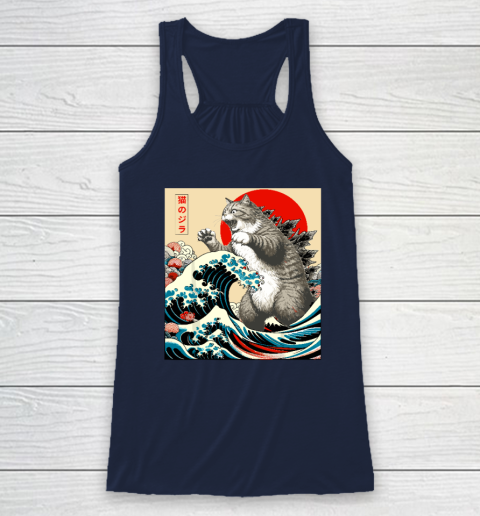 Catzilla Cat Japanese Art Funny Cat Racerback Tank 5